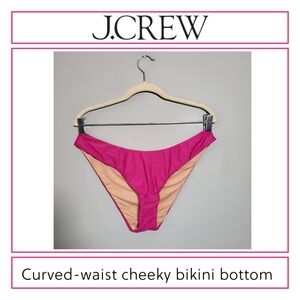 NWT J. CREW Bikini Bottom | Size Large | Hot Pink Mid Rise High Cut Leg